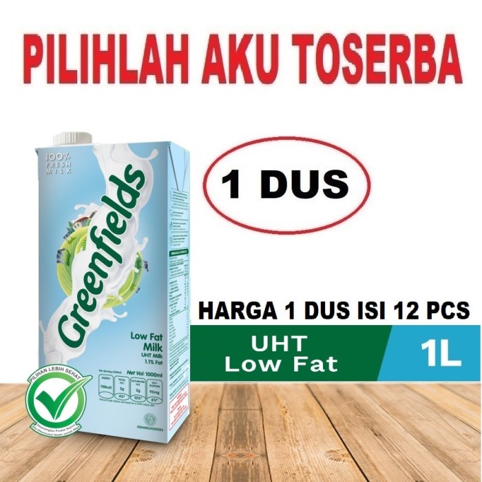 Susu Greenfields LOW FAT 1 LITER - ( HARGA 1 DUS ISI 12 )