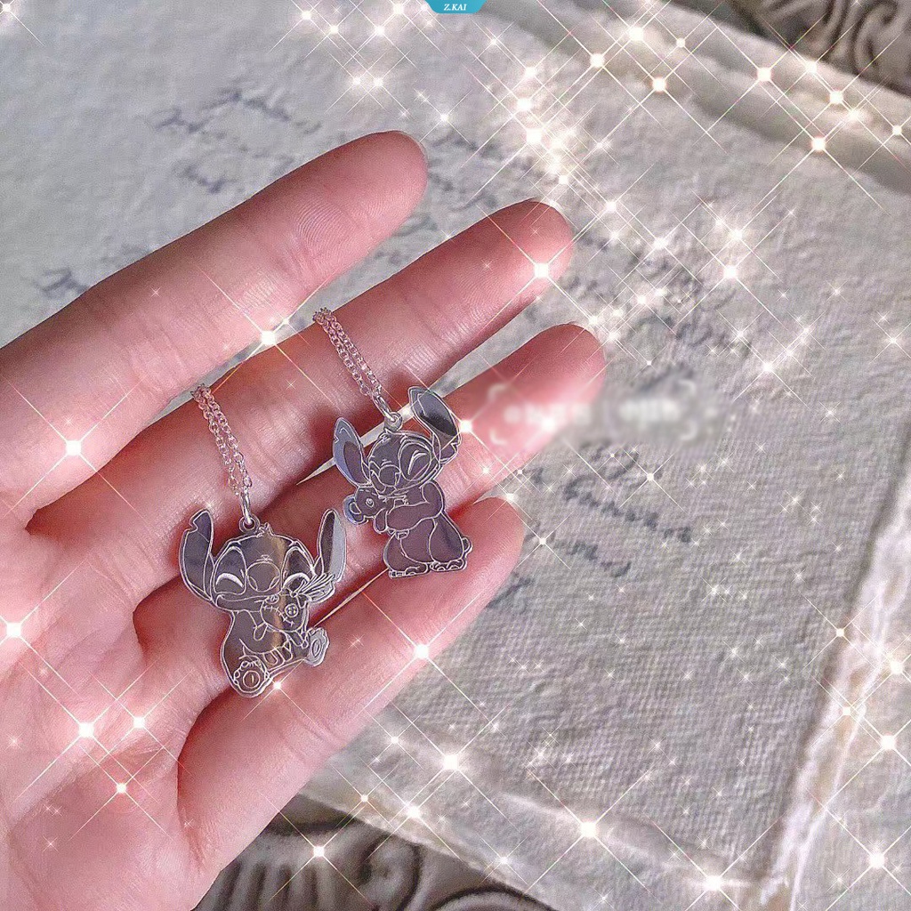 Lucu Elegan Fashion Stitch Kalung Perempuan Ins Stitch Peluk Boneka Boudoir Rantai Tulang Selangka Gadis Hati Kartun Terukir Liontin [ZK]