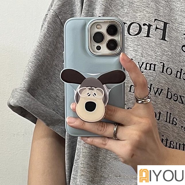 IPHONE Stand Holder Kartun Anjing Super Lucu Lembut Casing Ponsel Untuk Iphone12 11 13 Pro Max XR X XS Max Pelindung Penutup Belakang