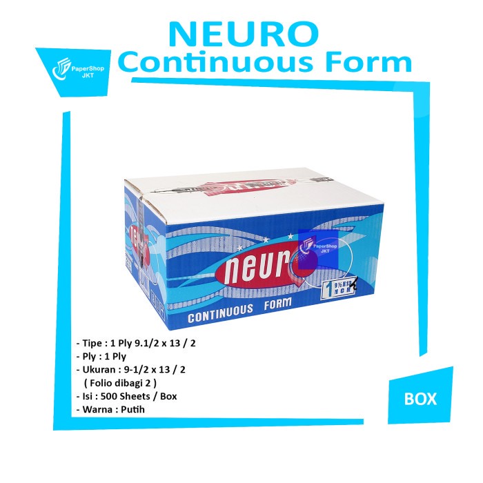 

NEURO - Continous Form 1 Ply 9 1/2 x 13/2 ( Folio ) NCR - Box