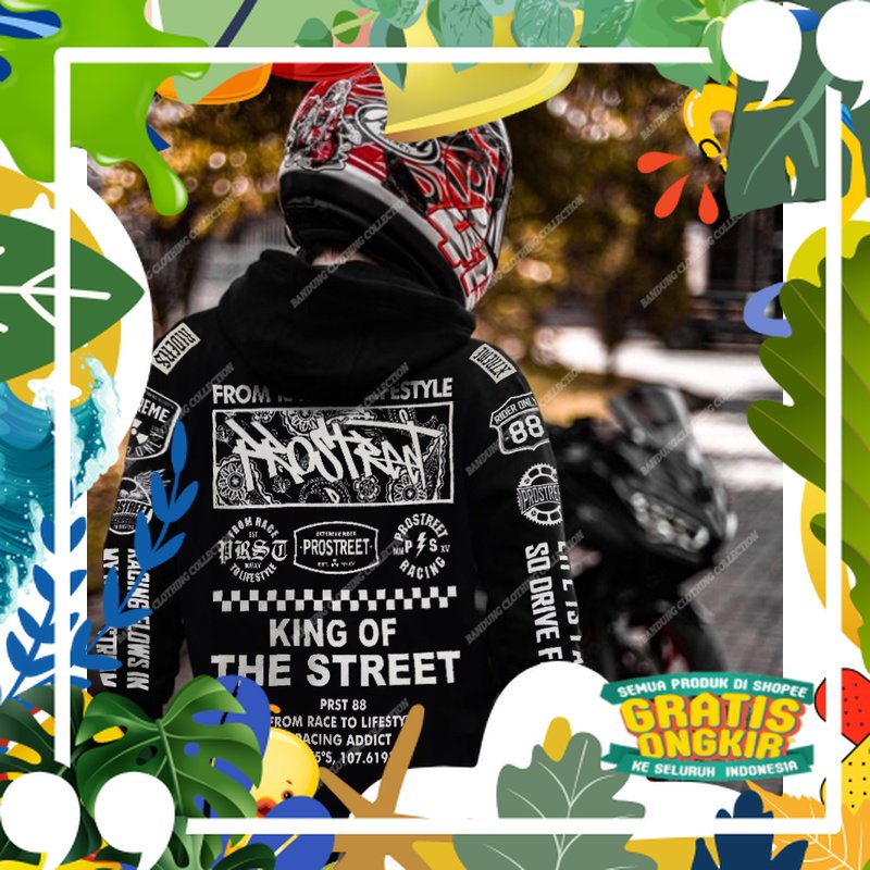 COD HOODIE PRIA PROSTREET ORIGINAL INSIDE V3 KING OF THE STREET BLACK NEW / HOODIE SUNMORI MOTOR PRO