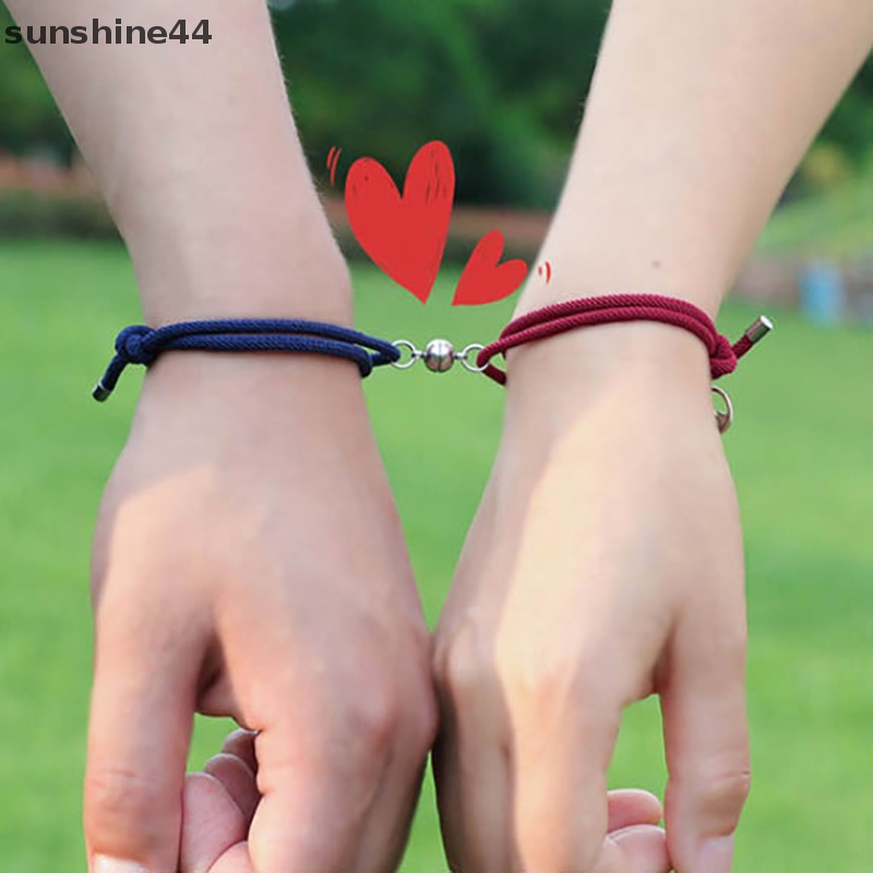 Sunshine 2pcs Couple Magnet Attract Each Other Gelang Pasangan Kepribadian Kreatif ID