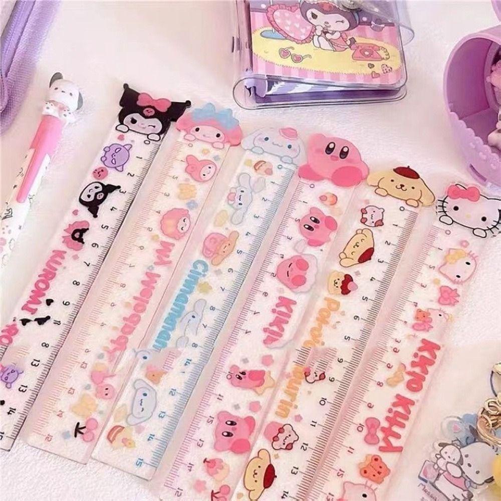 Nanas 3 Pcs Penggaris Lurus Hadiah Perlengkapan Belajar Kuromi Melodyku Cinnamoroll Alat Ukur