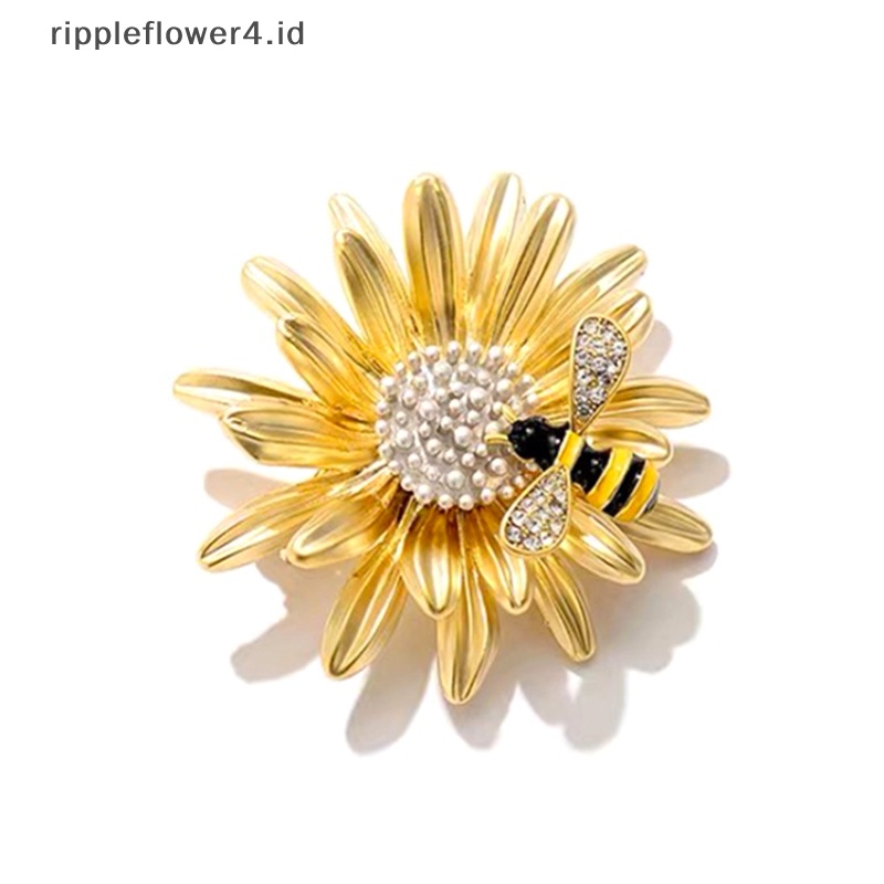 {rippleflower4.id} Fashion Indah Kecil Daisy Lebah Bros Pin Korsase Aksesoris Perhiasan~