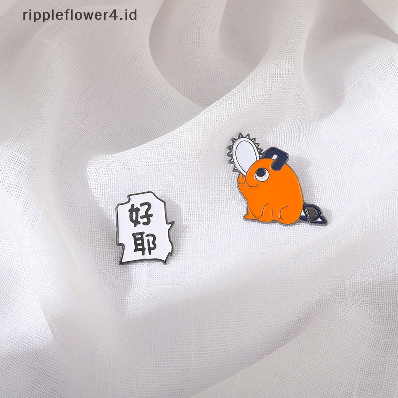 {rippleflower4.id} Jepang Dan Neraka Maskot Enamel Pin Rantai Man Makima Pochita Bros Kerah Lencana Ikon Anime Perhiasan Hadiah Kartun Enamel Badge~