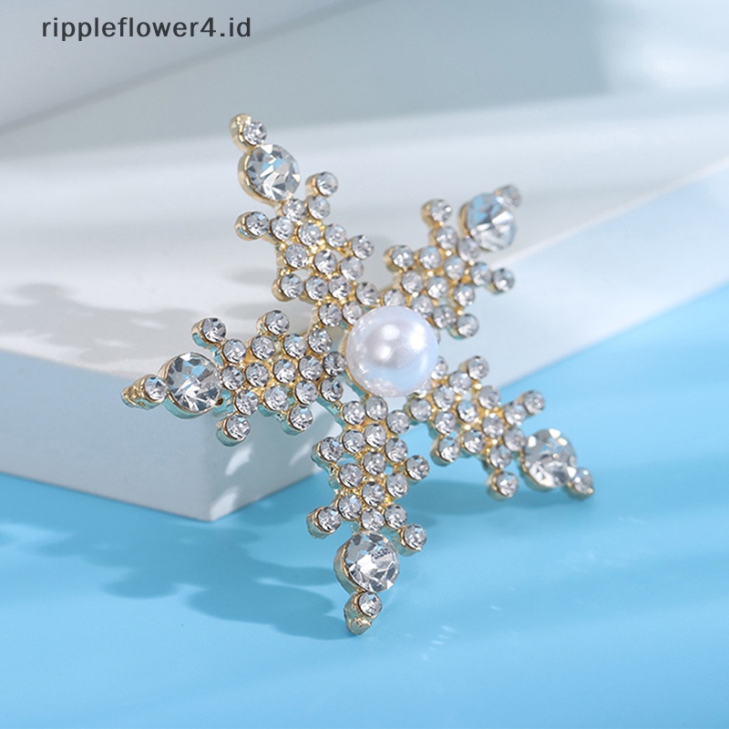 {rippleflower4.id} Bros Snowflake Berlian Imitasi Baru Untuk Wanita Unisex Natal Tahun Baru Pesta Bros Pin Hadiah~