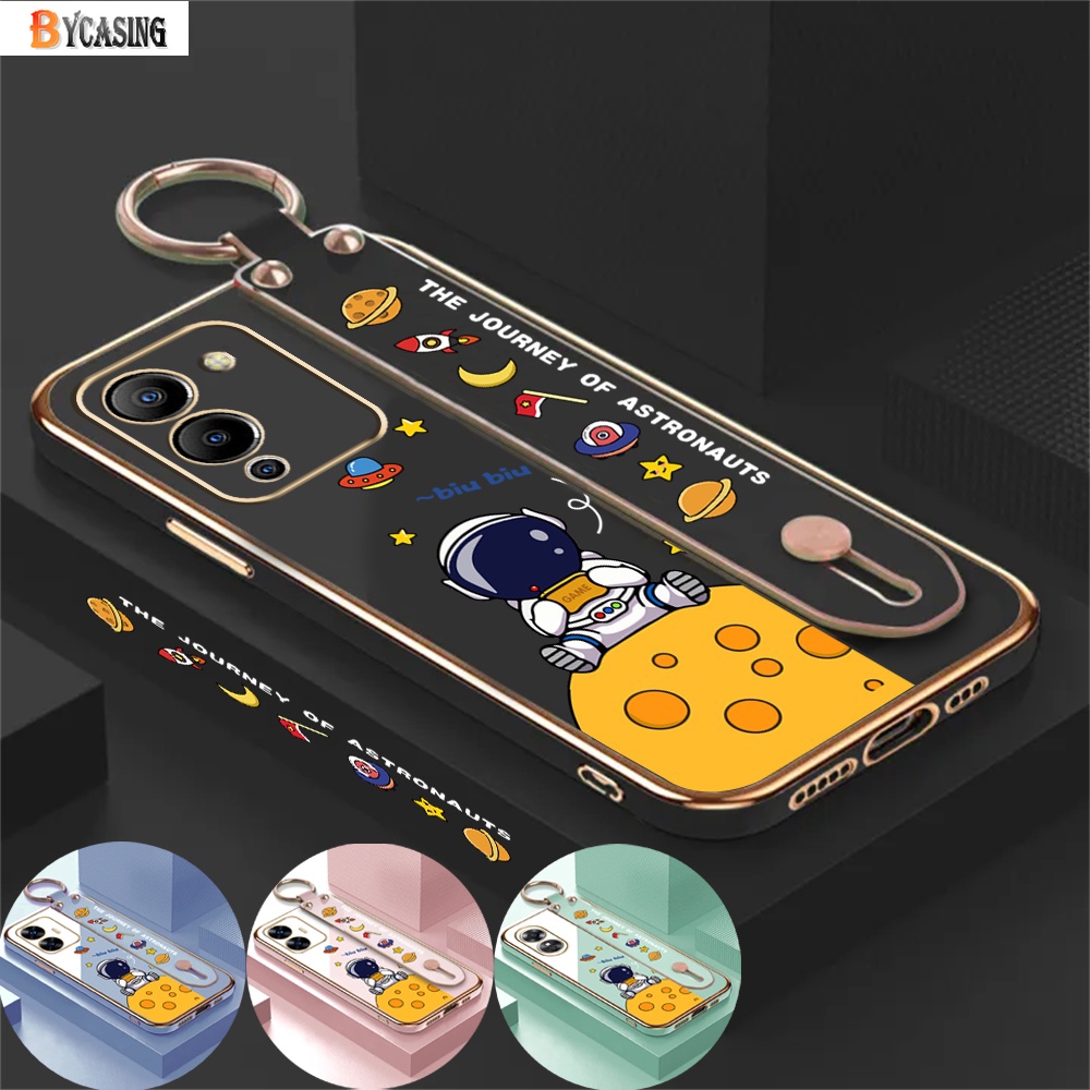 Infinix Note12 G96 Zero 5G Hot 30i 20S 10S 10T Hot12Play Hot 11S NFC 11Play 10Play Smart7 Smart6 Smart5 Gelang Case Perjalanan Astronot Plating Mewah Soft Phone Cover BY