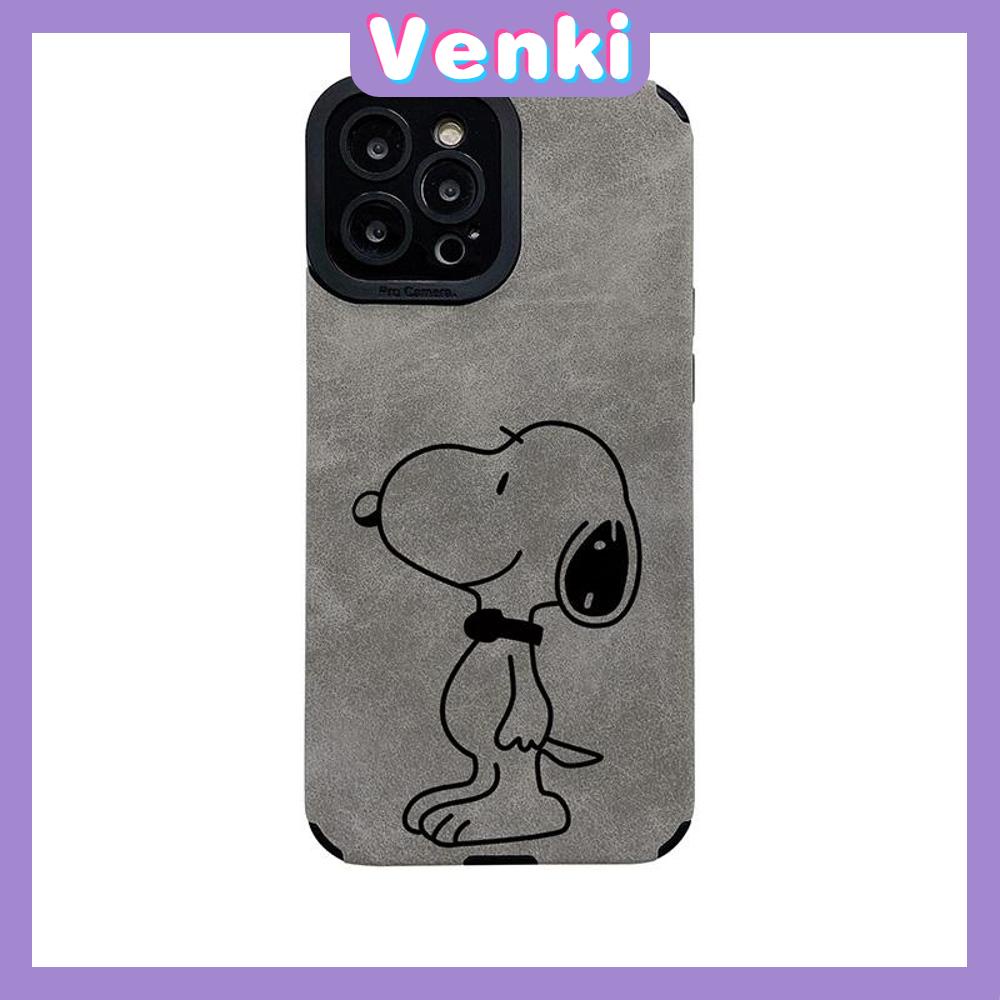 VENKI - Untuk iPhone 11 Case Leather Leather Pupil Eyes Suede Phone Case Soft Shockproof Airbag Case Pelindung Kamera Lucu Kartun Anjing Kompatibel dengan iPhone 14 13 Pro max 12 xr xs