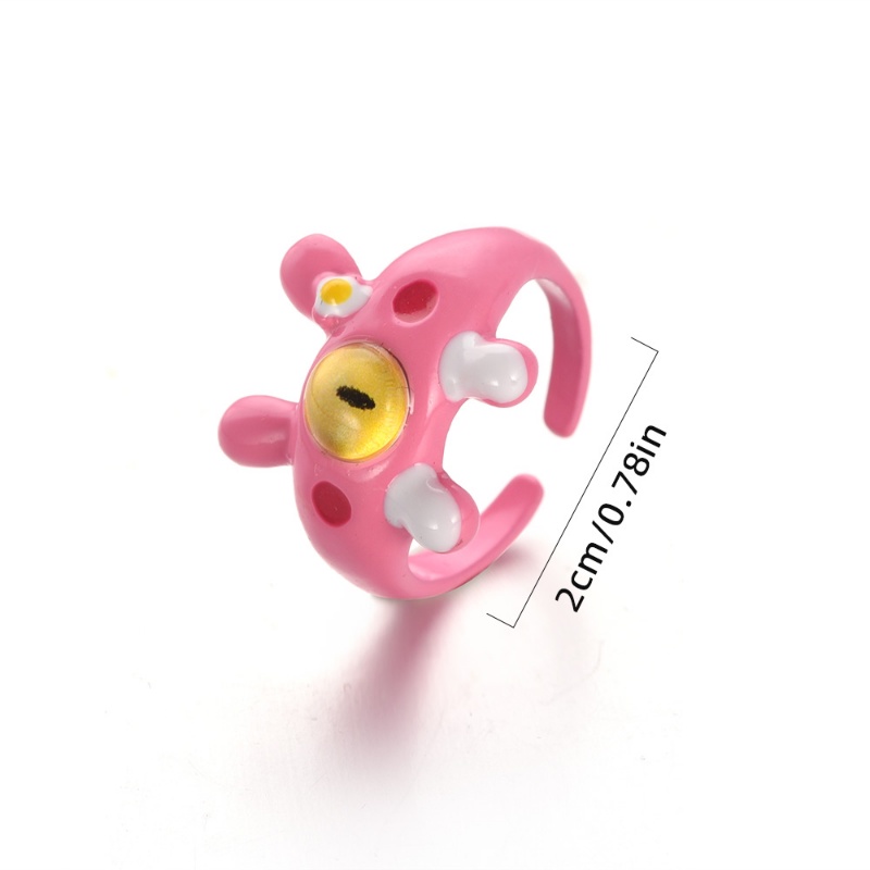 Y2k Kartun Kucing Lucu Pembukaan Cincin/ Adjustable Kreatif Monster Kecil Bola Mata Jari Cincin/ Kepribadian Resin Cincin Perhiasan Untuk Unisex