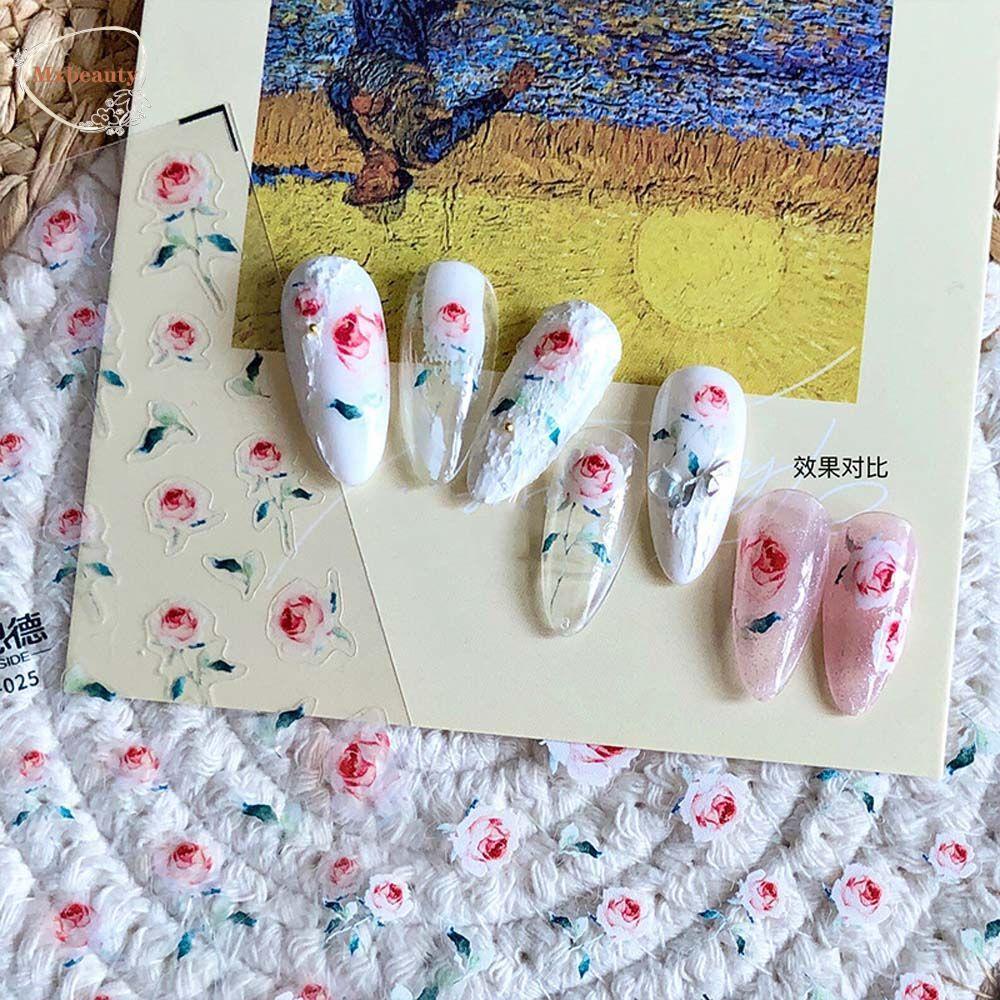 Mxbeauty Bunga Stiker Kuku Daun Jepang Crane Self Adhesive Nail Art Dekorasi