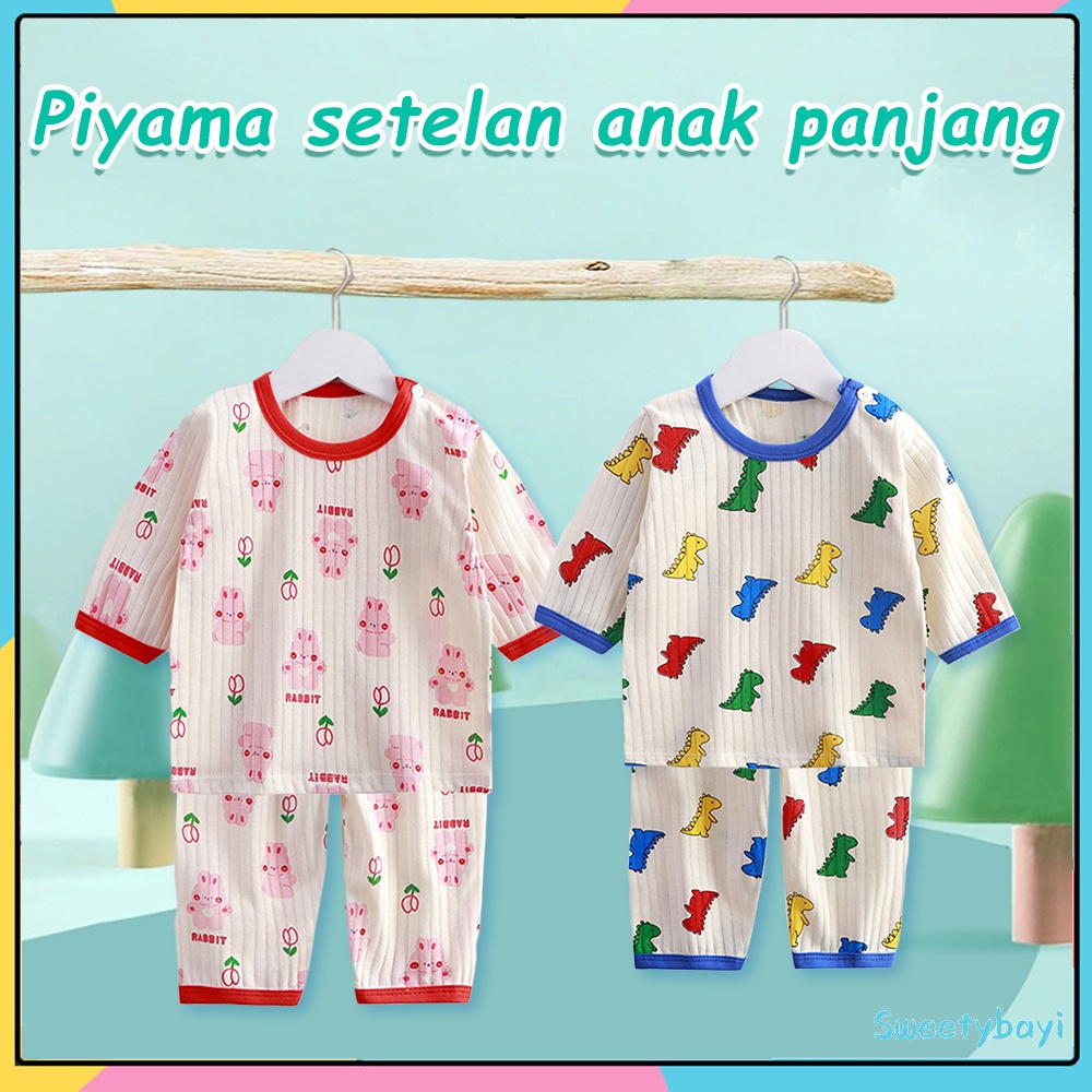 SweetyBayi Piyama setelan anak panjang Baju tidur anak katun lengan panjang celana panjang