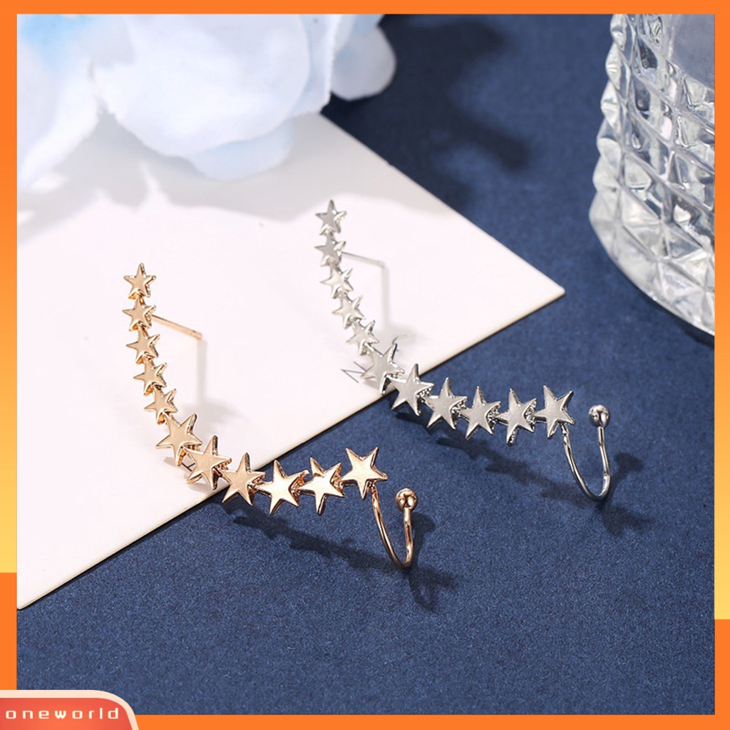 [WOD] 1pc Klip Anting Bintang Berujung Lima Anti-Alergi Wanita Ringan Semua Pertandingan Telinga Manset Perhiasan Aksesoris