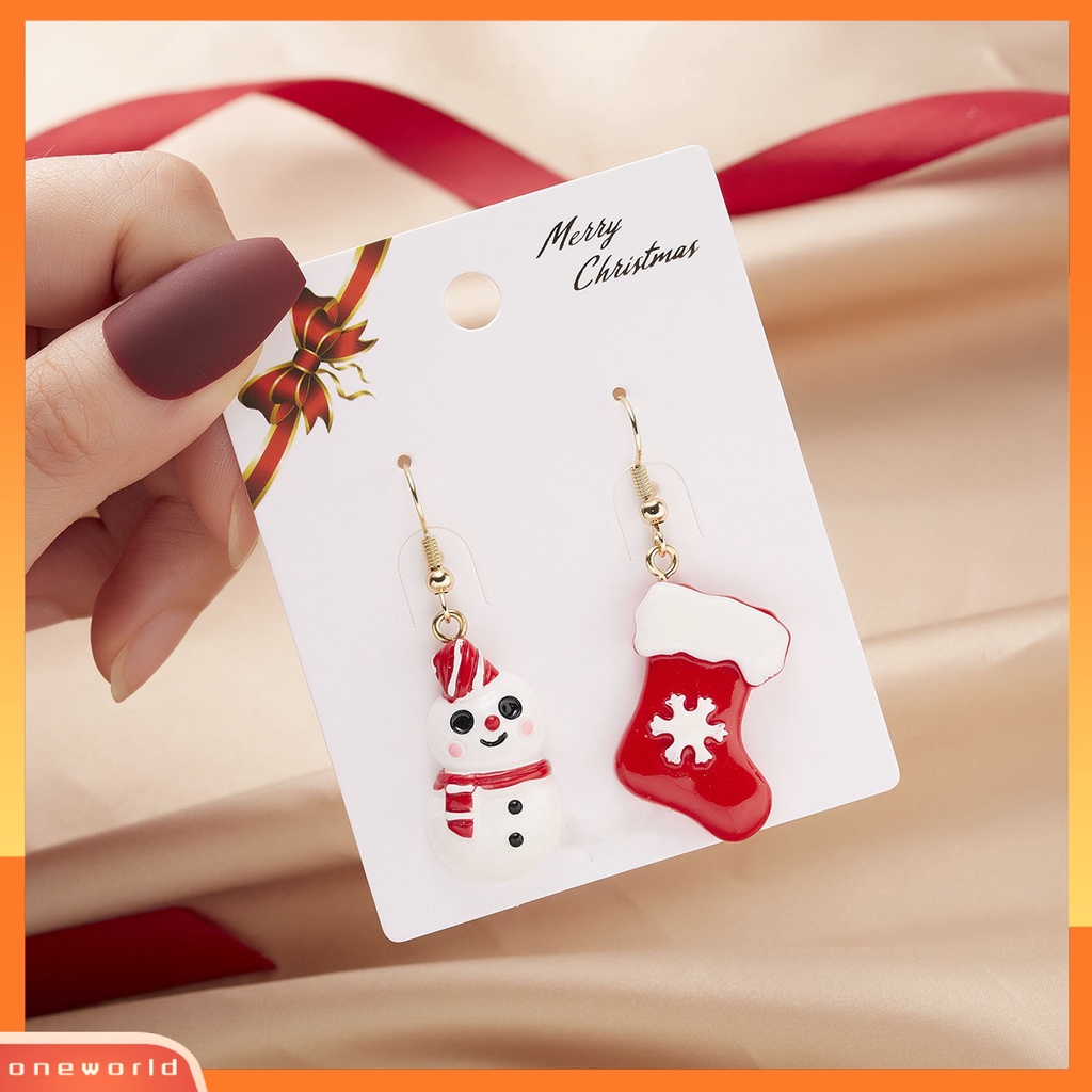 [WOD] 1pasang Anting Wanita Santa Claus Semua Pertandingan Perhiasan Pohon Snowman Kaus Kaki Rumah Liontin Anting Kait Untuk Natal