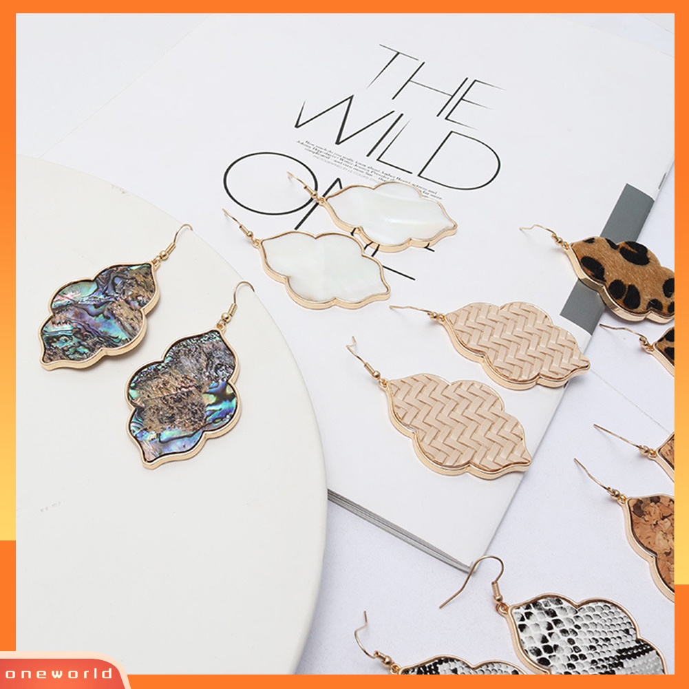 [WOD] Wanita Abalone Shell Leopard Hook Menjuntai Anting Hadiah Perhiasan Pesta Perjamuan