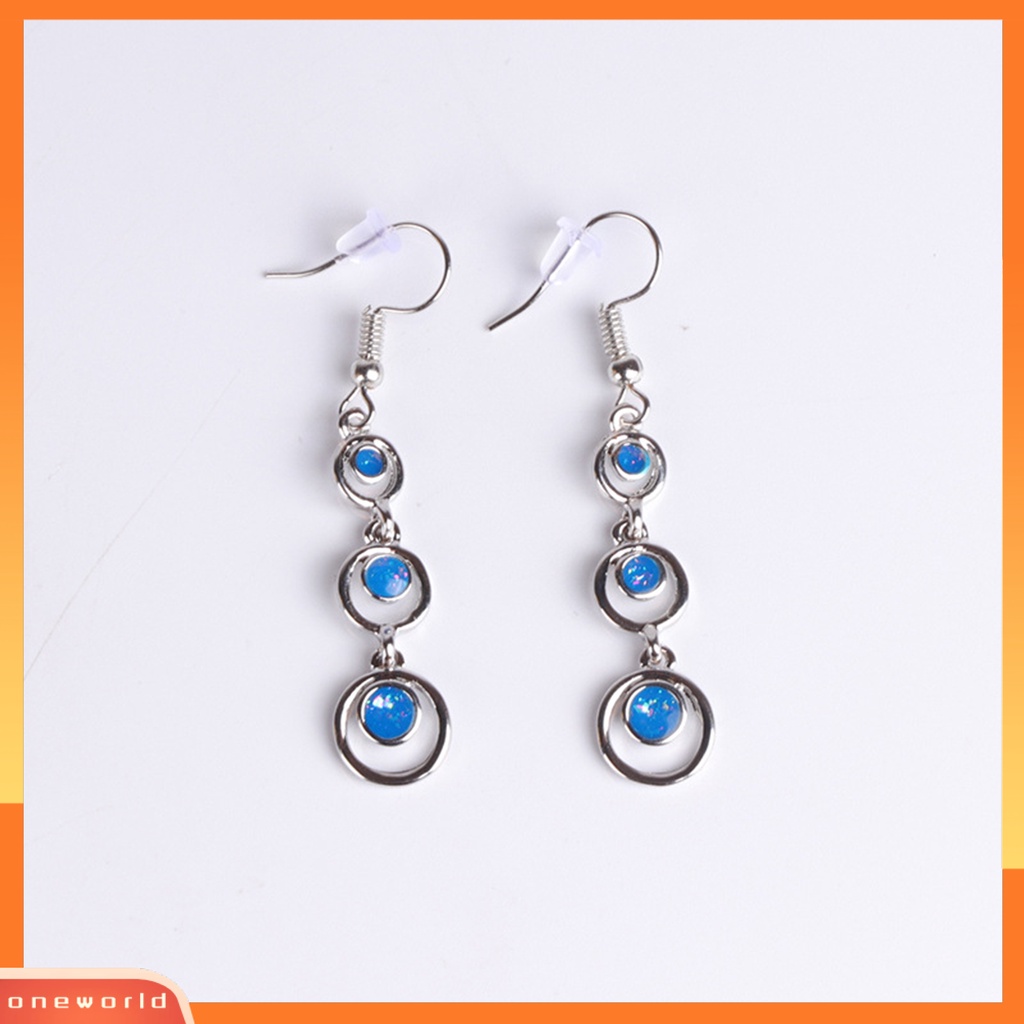 [WOD] 1pasang Anting Wanita Panjang Simetris Bulat Hoop Eye-catching Menjuntai Earrings Untuk Prom