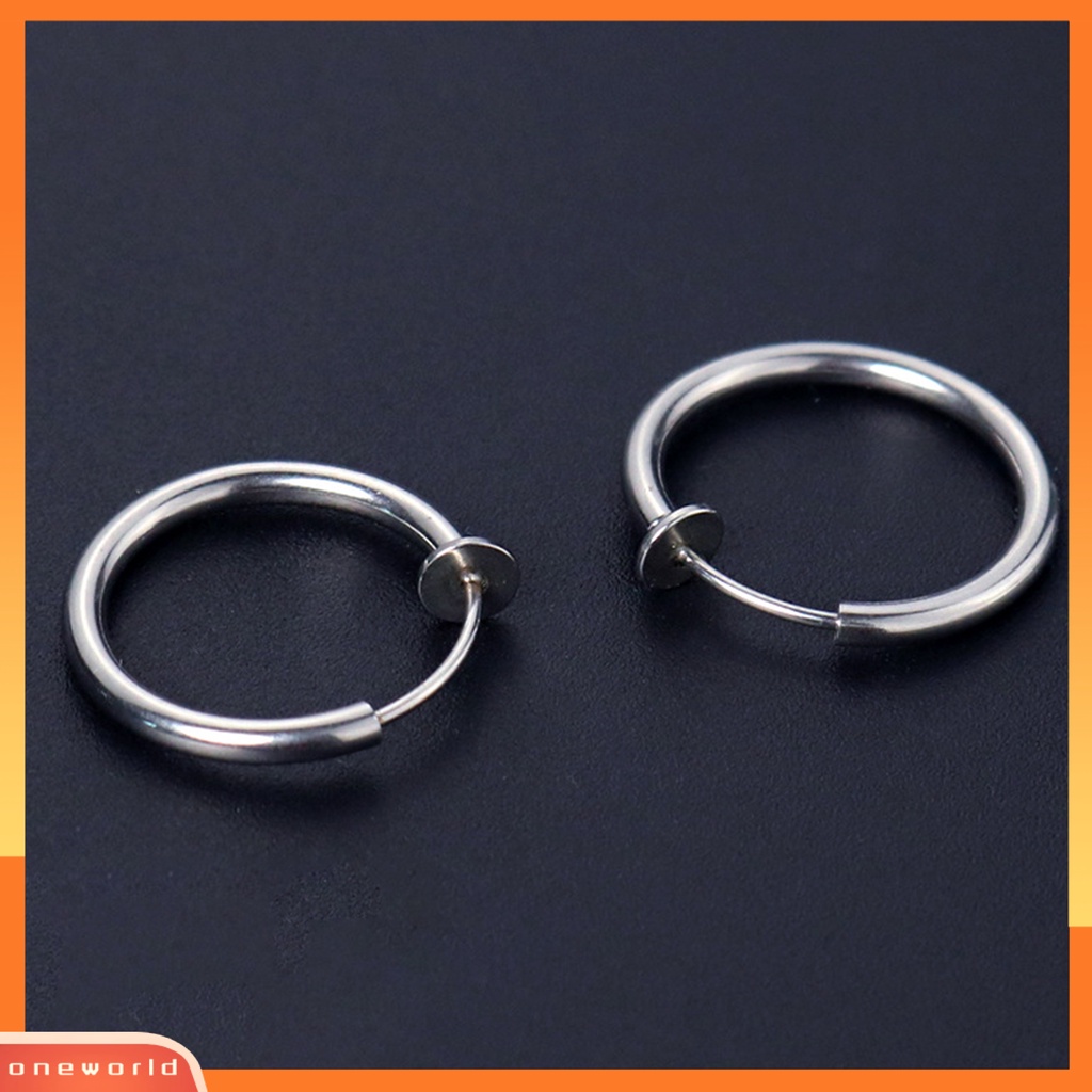 [WOD] 1pc Unisex Keren Anting Bulat Non Tindik Telinga Hoop Earring Clip Untuk Pakaian Sehari-Hari