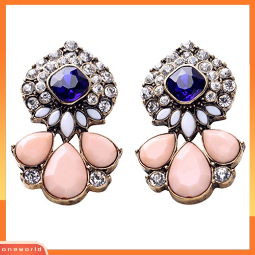 [WOD] Wanita Gaya Vintage Tetesan Air Berlian Imitasi Ear Studs Earrings Perhiasan Perjamuan