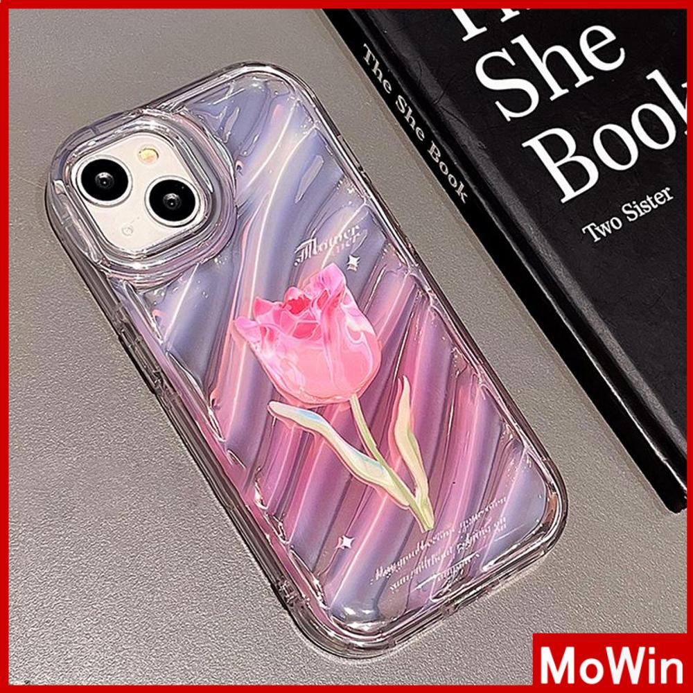 Case iPhone 14 Pro Max iPhone Case Laser Reflektif Bening Case TPU Soft Case Airbag Shockproof Simple Pretty Tulip Kompatibel dengan iPhone 13 Pro Max 12 Pro Max 11 Xr Xs Max 7 8Plus
