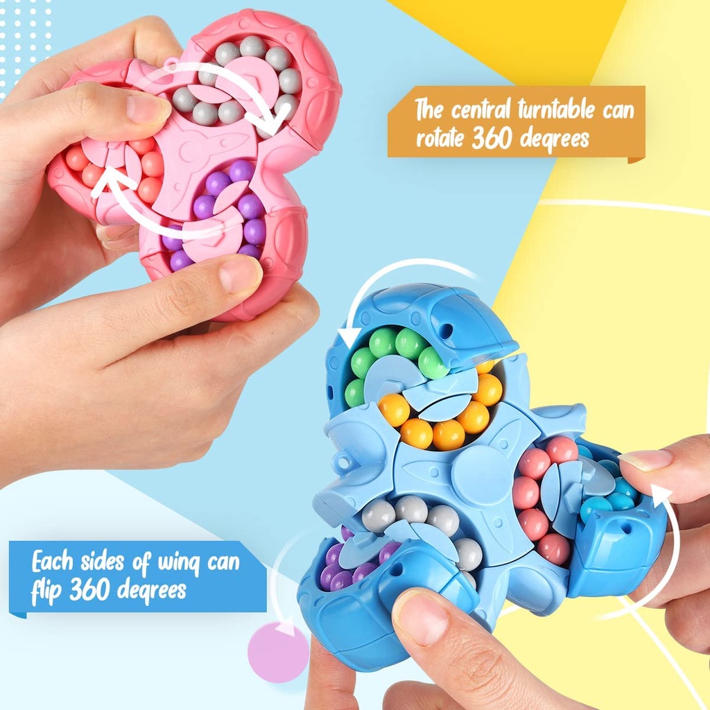 Mainan Sensor Tangan Pengurang Stres Spinner Kubus Magic Yang Berputar Untuk Anak-anak, Permainan Kacang Ajaib Yang Mendukung Pesta Ideal