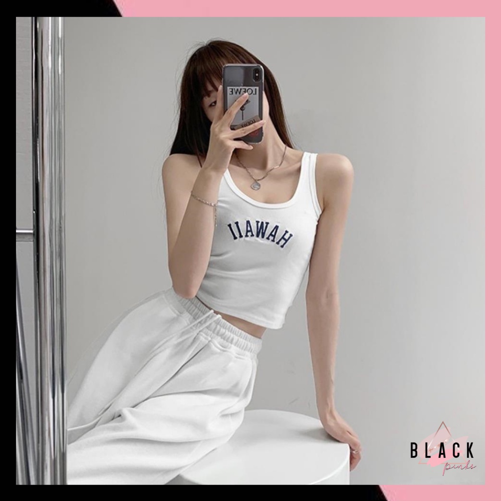 Blackpink Tanktop Fashion Wanita Croptop Hawaii Summer Tanktop Import Premium 1273