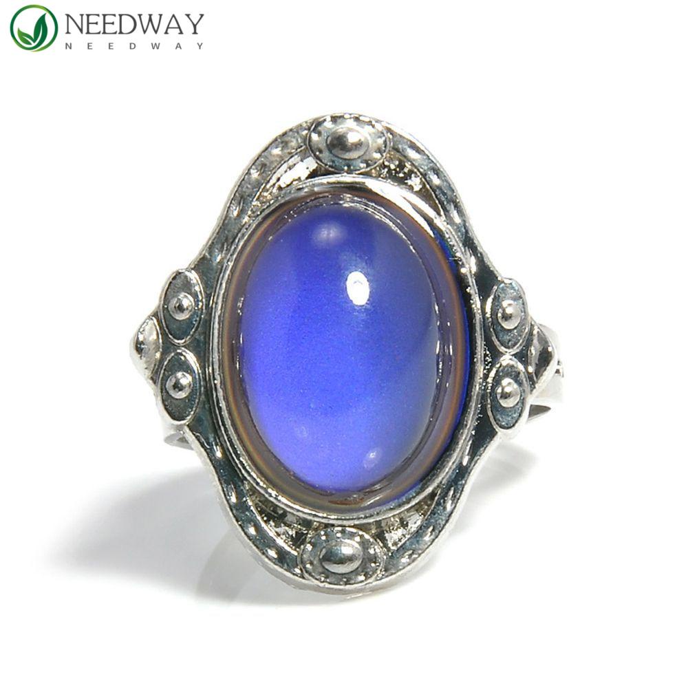 Needway Cincin Perhiasan Unisex Retro Kontrol Perasaan Mode Ajaib Dewasa Adjustable Vintage Suhu