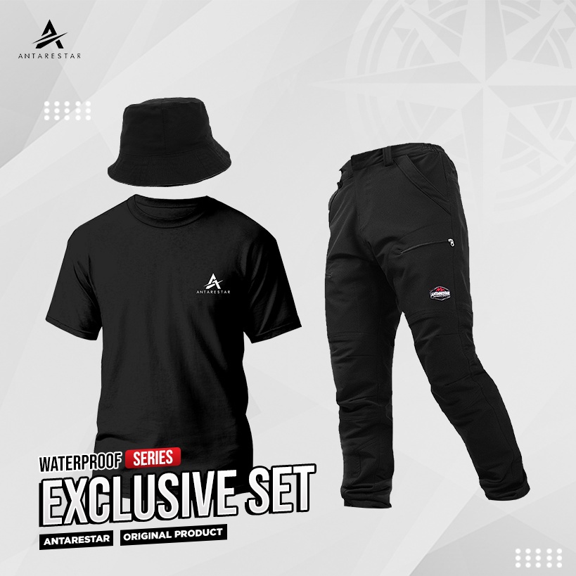 PROMO Paket Celana Gunung Panjang Waterproof  Pria Wanita Outdoor Anti Air Free Kaos Lengan Panjang 