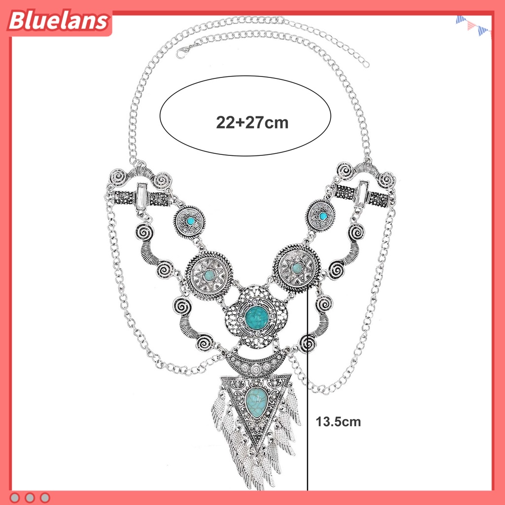 [BLS] Ladies Necklace Berlebihan Vintage Multi-layer Handmade Adjustable Dress Up Cantik Gaya Etnik Vintage Ukiran Kalung Pesta Perhiasan