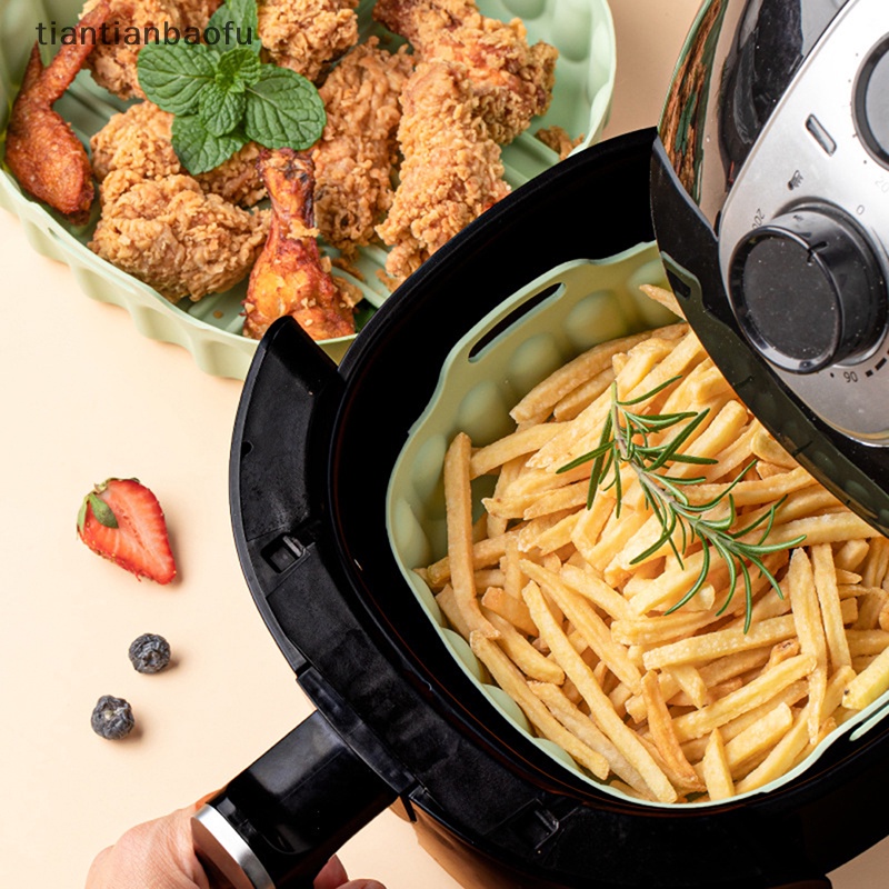 [tiantianbaofu] Air Fryer Silicone Basket Oven Baking Tray Ayam Goreng Alas Pizza Aksesoris Butik
