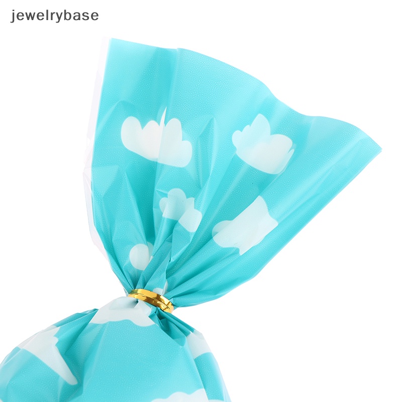 [jewelrybase] 50pcs Tas Hadiah Pesta Biskuit Packing Bag Awan Biru Langit Dan Putih Traktir Tas Butik