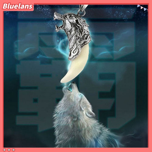 [BLS] Pria Berani Keren Serigala Kepala Gigi Liontin Kalung Mendominasi Perhiasan Fashion Hadiah