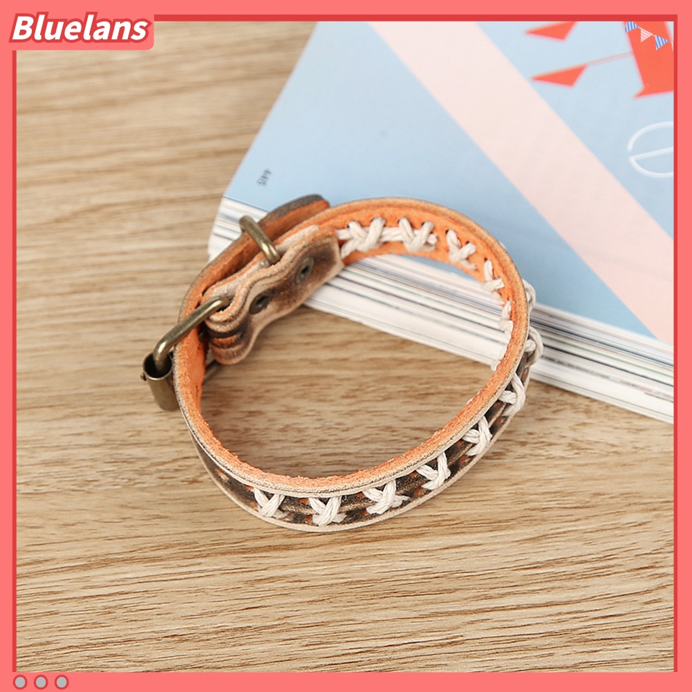 [BLS] Gelang Gesper Tali Kulit Rajut Unisex Punk Antik Wristband Cuff Bangle