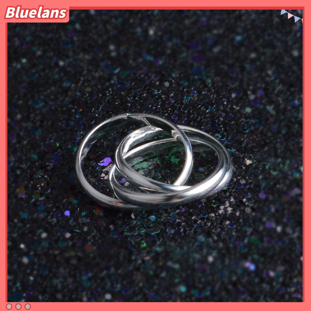 [BLS] Wanita Kreatif Halus 3circles Cross Finger Cincin Hadiah Perhiasan Pesta Pernikahan