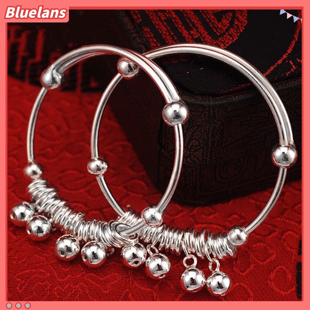 [BLS] Baby Bayi Perak Berlapis Adjustable Bell Bangle Tangan Kaki Gelang Perhiasan Hadiah