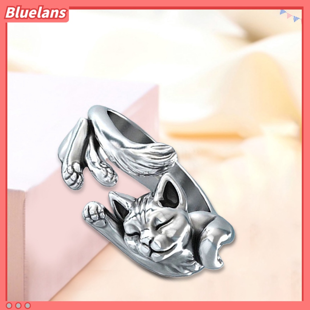 [BLS] Lucu Adjustable Open Cat Kitten Totem Cincin Aksesori Perhiasan Pernikahan