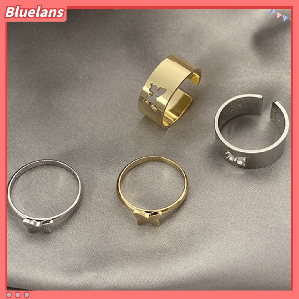 [BLS] 2pcs /Set Cincin Pasangan Warna Solid Yang Sesuai Dengan Cincin Gaya Punk Bentuk Bulan Cincin Pernikahan Hadiah Ulang Tahun