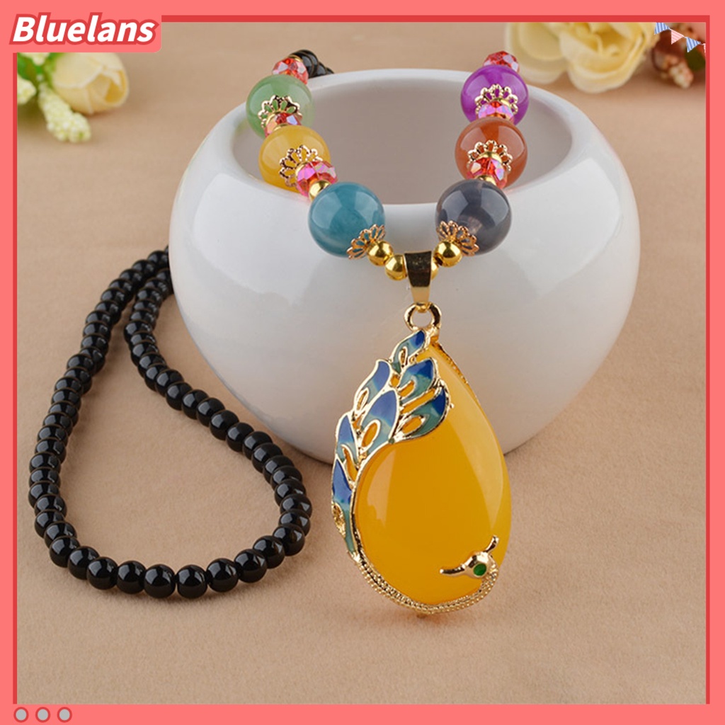 [BLS] Liontin Kalung Gaya Etnik Buatan Tangan Imitasi Lilin Lebah Mengkilap Tekstur Halus Berdandan Tidak Luntur Retro Manik Liontin Tetesan Air Kalung Wanita Aksesoris