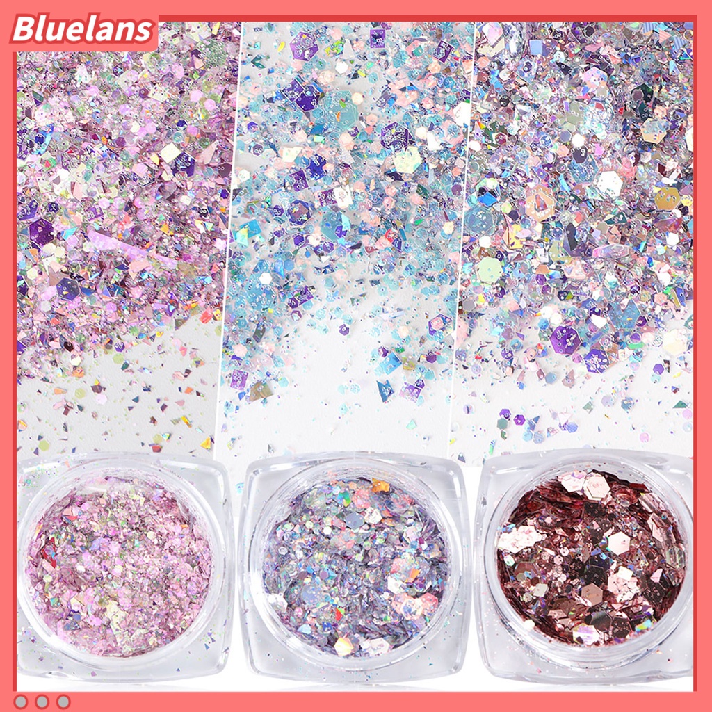 [BLM] Glitter Kuku Bentuk Tidak Teratur Hologram Fashion Laser Sequin Bubuk Untuk Pesta