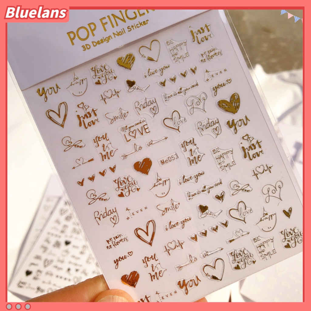 [BLM] Stiker Kuku Tidak Luntur Efek 3D Excellent Saturasi Valentine Romantis Cinta Hati Bungkus Perekat Untuk Manicure