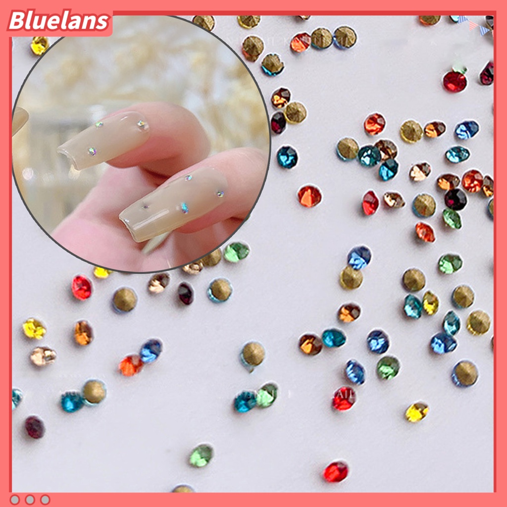 [BLM] 1440pcs /Bag Kaca Berlian Imitasi Indah DIY Ringan Kuku Runcing Bawah Berlian Imitasi Bulat Kecil Untuk Wanita