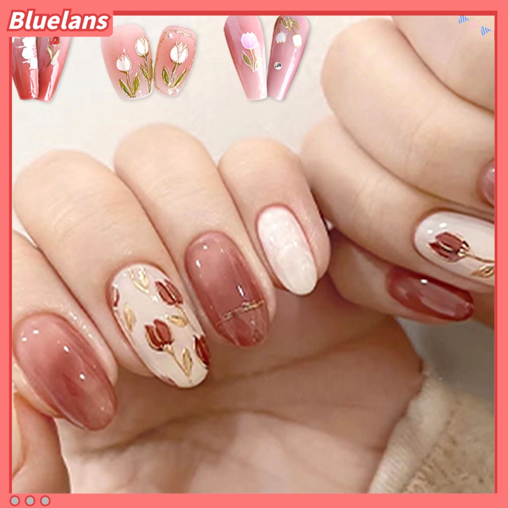 [BLM] 1lembar 3D Stiker Kuku Tulip Bunga Sakura Rose Flower Bunny Timbul Nail Art Decals Manicure Design Phone Cases Cards Body Art Decor