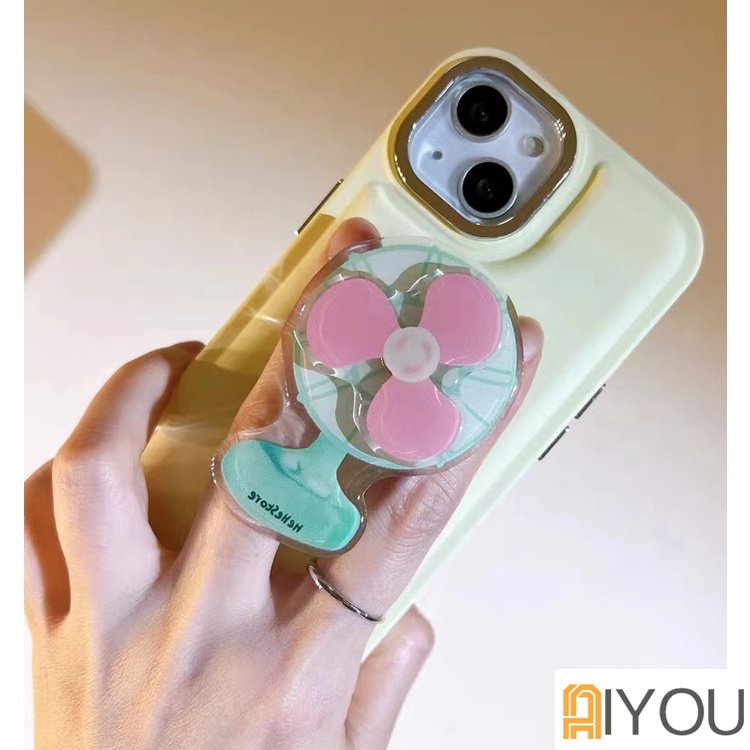 IPHONE Casing Ponsel Holder Kipas Yang Dapat Diputar Kreatif Untuk Iphone14 12 11 13 Pro Max Korea Jepang Warna Permen Gadis Lucu Lembut Silikon Cover