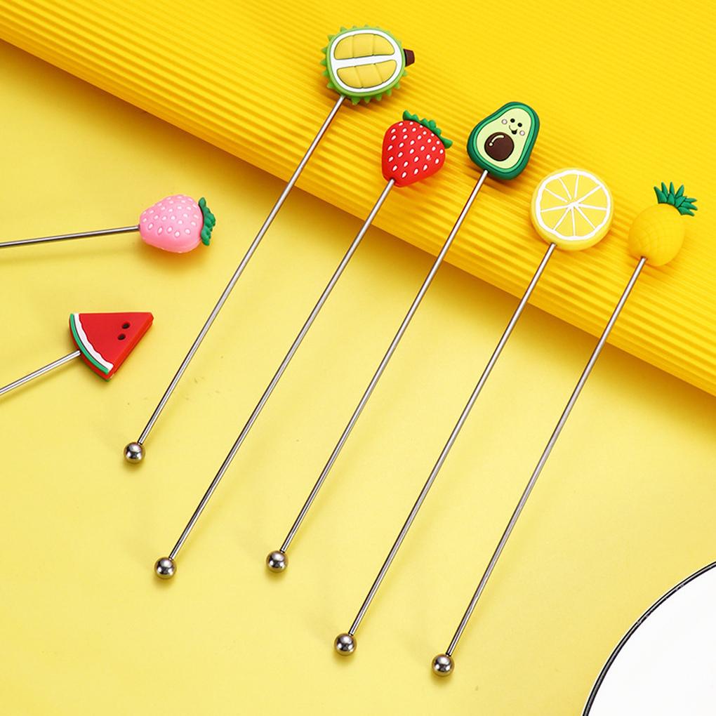 Stik Pengaduk Swizzle Mixing Stick Minum Stirring Rod Mixer Silikon Gagang Panjang Muddler Bar Alat Aksesoris Untuk Cafe