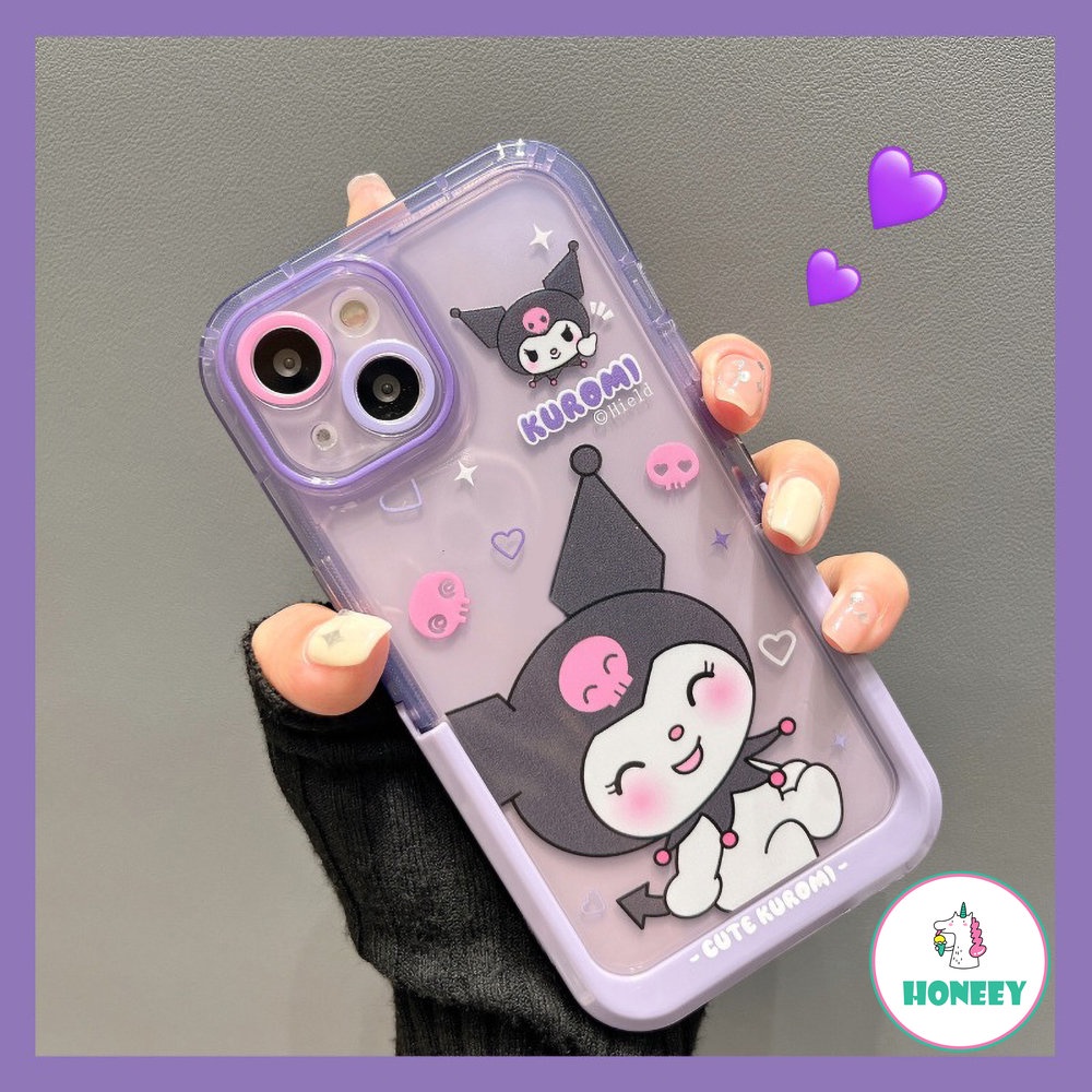 IPHONE Kawaii Sanrio Kuromi Invisible Stand Phone Case Untuk Iphone14 Pro Max Case Untuk Iphone11 12 13 Pro Max Kartun Anti-Drop Back Cover