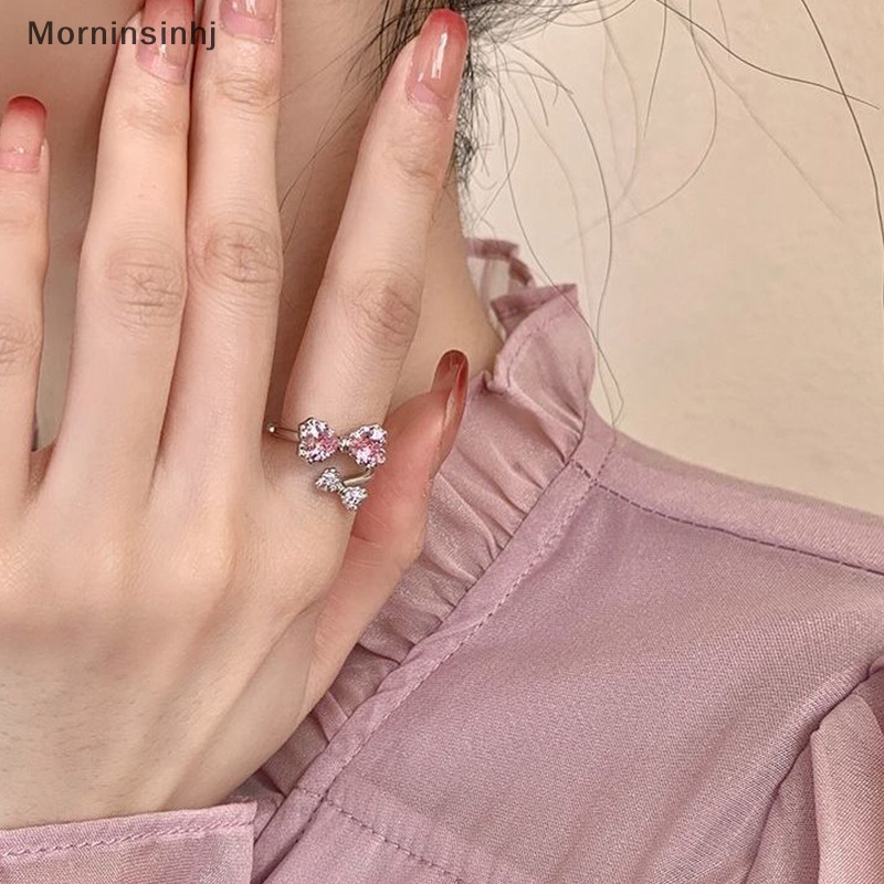 Mornin Gaya Korea Indah Merah Muda Ikatan Simpul Pembukaan Cincin Dapat Disesuaikan Manis Lucu Temperamen Fashion Cincin Sederhana Untuk Perhiasan Wanita id