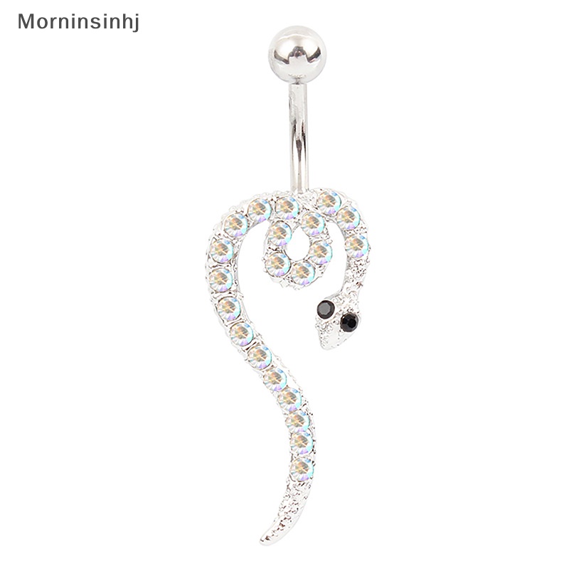 Mornin Bentuk Ular Stainless Steel Belly Button Rings Sexy Pusar Cincin Kristal Berlian Tujuan Tubuh Perhiasan Pusar s id