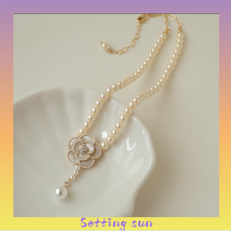 Kalung Liontin Camellia Untuk Wanita Gaya Korea Fashion Accessories TN