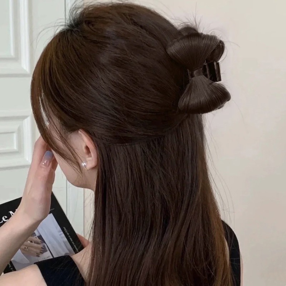 1pcs Klip Rambut Bentuk Kupu-Kupu Busur Gaya Princess All in One Untuk Ponytail Tinggi Dan Rendah Untuk Wanita Hair Bun With Butterfly Bow Clip