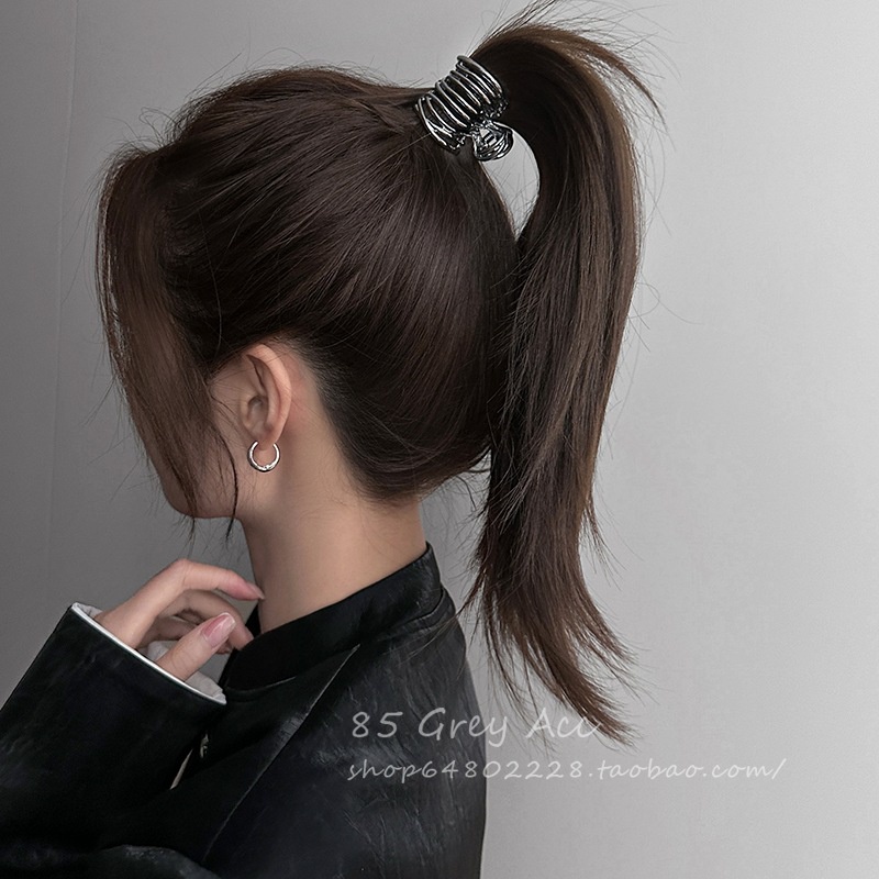 Korea Logam Tinggi Ponytail Tetap Rambut Cakar/Gadis Ponytail Anti-Kendur Cakar Klip Hiasan Kepala/Kepribadian Niche Sederhana Hiu Klip Hiasan Kepala/Punk Wanita Aksesoris Rambut