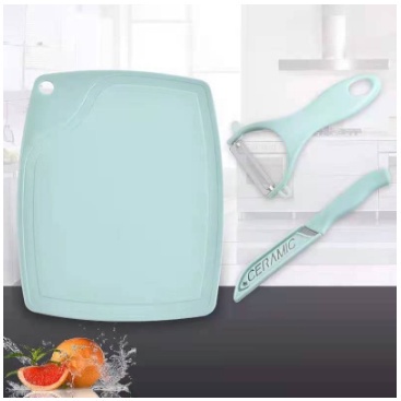 PISAU SET TALENAN 3IN1 Pengupas Buah Sayur Peeler Buah Pisau Stainless Chopping Board