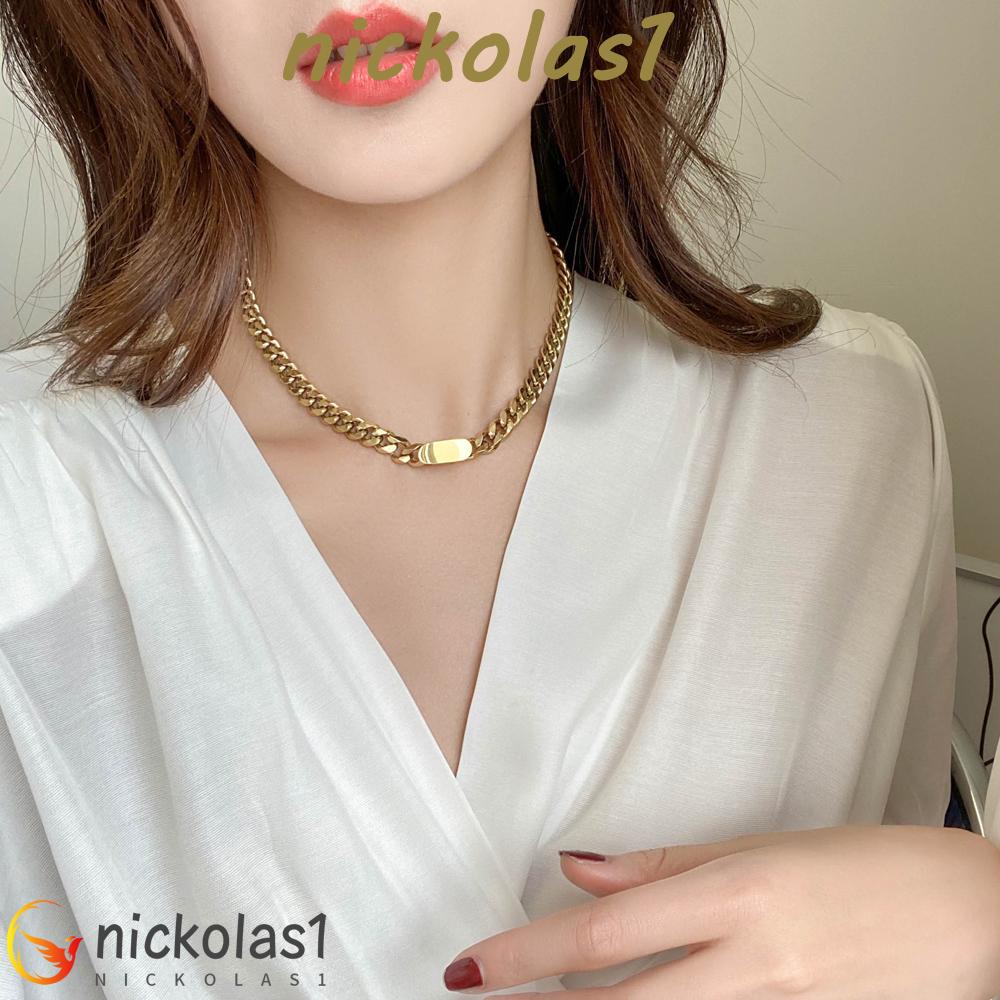 Nickolas1 Gelang Kalung Wanita Fashion Geometris Bangles Adjustable Rantai Klavikula Baja Titanium